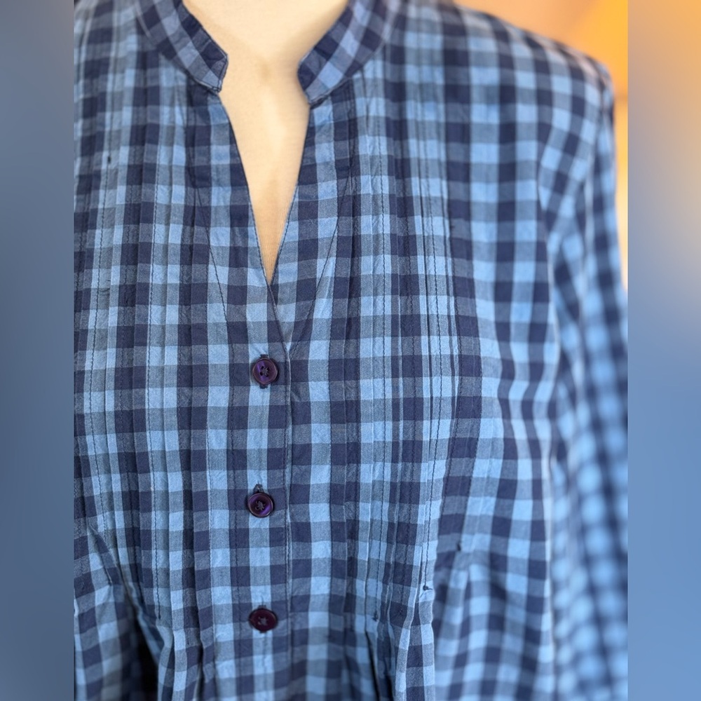 Blair Blue Plaid Button Down 💯 Cotton Shirt - Picture 3 of 9